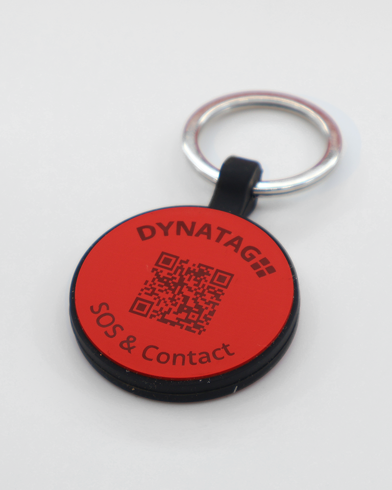 SOS Pet Tag "Round" Silicone Red