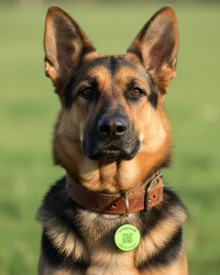 SOS Pet Tag "Round" Silicone Green