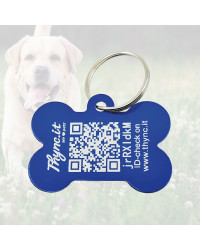 SOS Hundemarke "Knochen" Aluminium Blau mit personalisierter Gravur Tiermarke Blau
