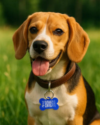 SOS Hundemarke "Knochen" Aluminium Blau mit personalisierter Gravur Hund