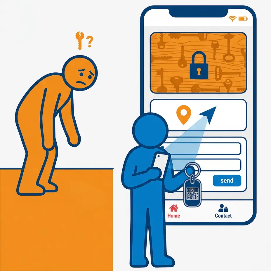 Digital QR Code Key Tag with secure contact form