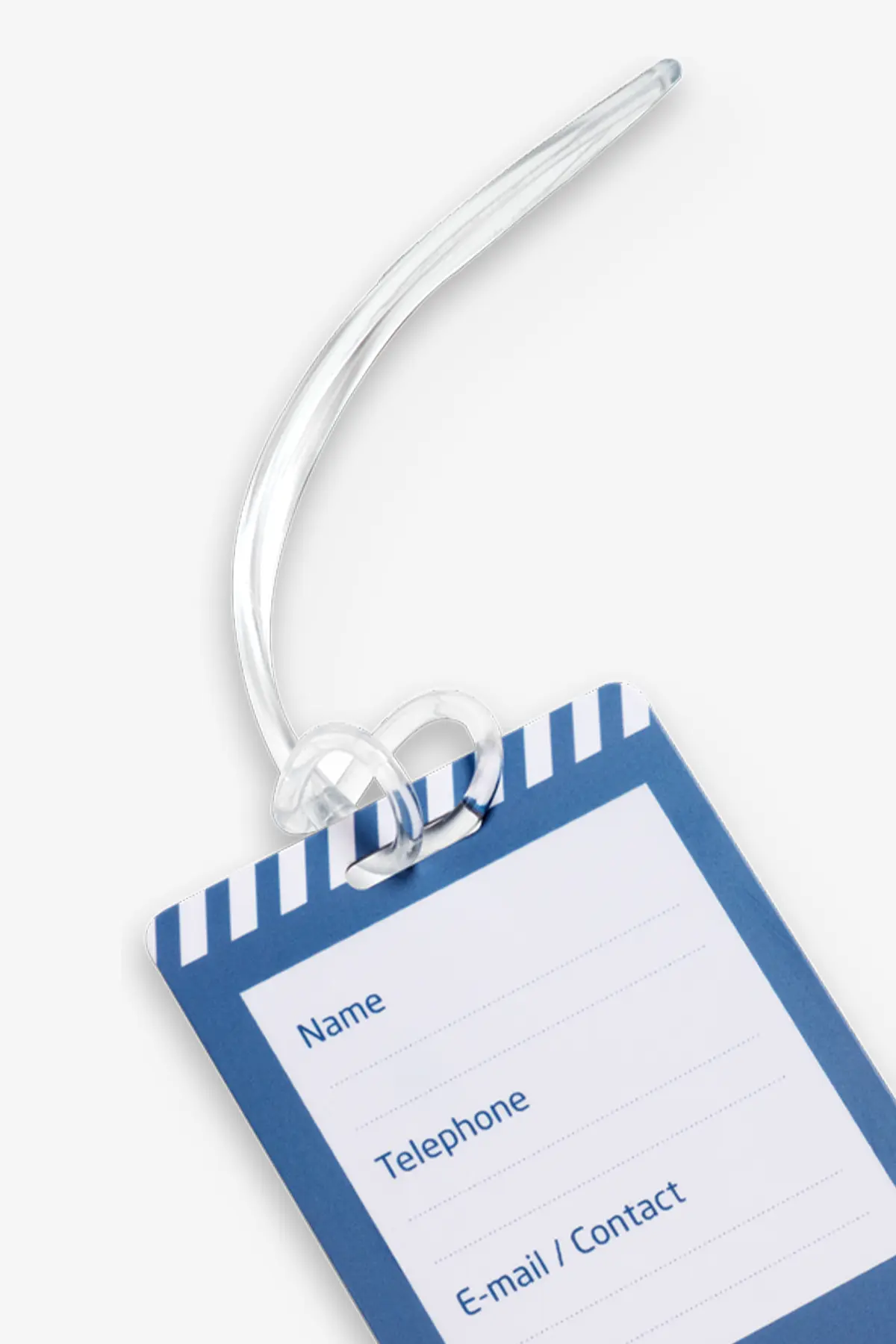 Robust SOS luggage tag with QR code NFC and plastic loop