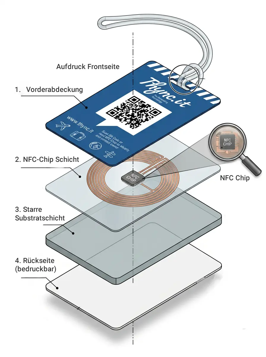 NFC function of the luggage tag with QR code
