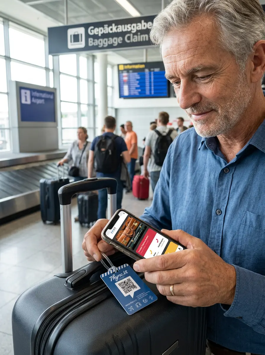 Using the QR code and NFC on the digital luggage tag