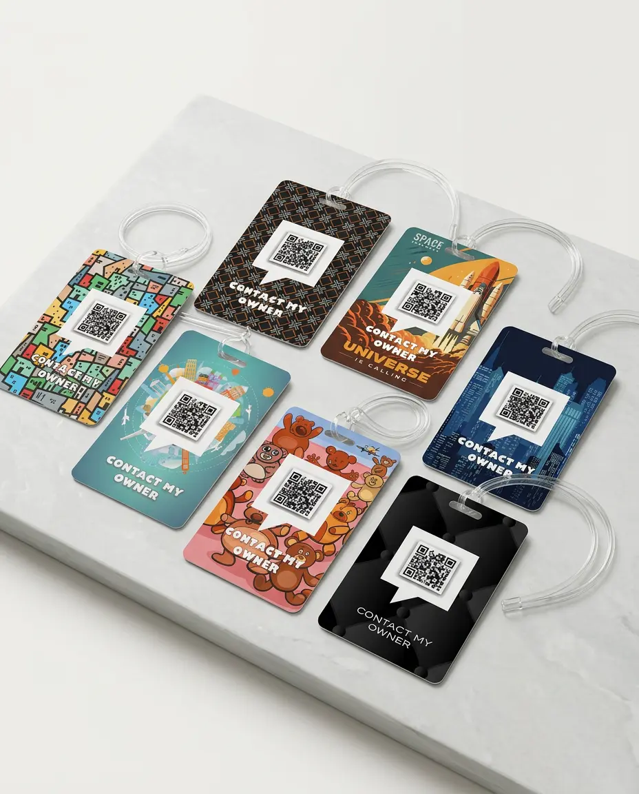 Gepäckanhänger mit QR-Code und persönlicher digitaler Gepäck-ID